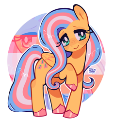 Size: 1942x2084 | Tagged: safe, artist:d0kukiui, part of a set, fluttershy, pegasus, pony, g4, alternate mane color, blushing, colored hooves, cute, female, folded wings, mare, pride, pride flag, pride month, raised hoof, shyabetes, simple background, smiling, solo, standing, trans female, trans fluttershy, transgender, transgender pride flag, unshorn fetlocks, white background, wings
