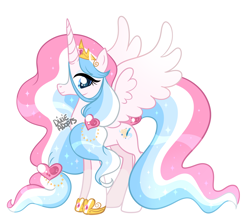 Size: 2000x1745 | Tagged: safe, artist:dixieadopts, oc, oc:shining poem, alicorn, pony, alicorn oc, coat markings, crown, cyan eyes, ethereal hair, ethereal mane, ethereal tail, female, hoof shoes, horn, jewelry, mare, offspring, parent:oc, parent:shining armor, parents:canon x oc, ponytail, regalia, simple background, smiling, socks (coat markings), solo, sparkly mane, sparkly tail, spread wings, tail, transparent background, wings