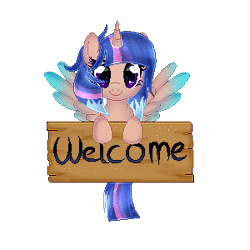 Size: 300x300 | Tagged: safe, artist:angellightyt, oc, oc only, alicorn, pony, alicorn oc, animated, commission, female, gif, horn, mare, sign, simple background, smiling, solo, spread wings, transparent background, wings