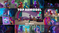 Size: 1968x1107 | Tagged: safe, edit, edited screencap, editor:quoterific, screencap, hitch trailblazer, izzy moonbow, misty brightdawn, opaline arcana, phyllis cloverleaf, pipp petals, posey bloom, sparky sparkeroni, sprout cloverleaf, sunny starscout, zipp storm, alicorn, dragon, earth pony, pegasus, pony, unicorn, g5, my little pony: make your mark, my little pony: make your mark chapter 4, top remodel, spoiler:my little pony: make your mark chapter 4, spoiler:mymc04e02, female, male, mane five, mane stripe sunny, mare, stallion