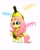 Size: 1620x2048 | Tagged: safe, artist:petaltwinkle, fluttershy, pegasus, pony, banana costume, beanbrows, bipedal, blushing, clothes, costume, cute, eyebrows, female, food, food costume, happy, mare, shyabetes, silly, simple background, smiling, solo, white background