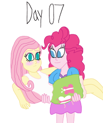 Size: 3000x3604 | Tagged: safe, artist:ktd1993, fluttershy, pinkie pie, human, equestria girls, g4, blushing, duo, female, high res, lesbian, scene interpretation, ship:flutterpie, shipping, simple background, the owl house, transparent background