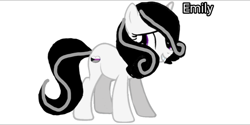 Size: 856x429 | Tagged: safe, oc, oc only, oc:emily, pony, unicorn, base used, demisexual pride flag, pride, pride flag, purple eyes, simple background, smiling, solo, striped mane, striped tail, tail, text, two toned mane, two toned tail, white background, white coat