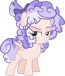 Size: 7140x8365 | Tagged: safe, artist:shootingstarsentry, oc, oc:delilah lily, pegasus, pony, absurd resolution, bow, female, filly, foal, hair bow, magical lesbian spawn, offspring, parent:cozy glow, parent:lily longsocks, simple background, solo, transparent background
