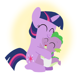Size: 1400x1400 | Tagged: safe, artist:mlplary6, spike, twilight sparkle, dragon, pony, unicorn, g4, ^^, adoptive siblings, baby, baby spike, brother and sister, cute, daaaaaaaaaaaw, diaper, duo, eyes closed, female, filly, filly twilight sparkle, foal, friends, hug, male, mama twilight, siblings, sitting, smiling, spikabetes, spikelove, twiabetes, unicorn twilight, younger