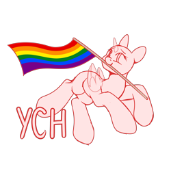 Size: 3000x3000 | Tagged: safe, artist:xcinnamon-twistx, pony, commission, cute, dynamic pose, flag, gay pride, gay pride flag, high res, holding, jumping, looking at you, male, mouth hold, pride, pride flag, simple background, smiling, solo, transparent background, your character here