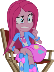 Size: 1011x1346 | Tagged: safe, artist:retroponybro, pinkie pie, human, equestria girls, g4, base used, chair, female, full body, pinkamena diane pie, simple background, sitting, solo, transparent background, vector