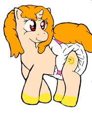 Size: 512x680 | Tagged: safe, artist:cavewolfphil, oc, pony, unicorn, diaper, diaper fetish, female, fetish, mare, non-baby in diaper, poofy diaper, simple background, standing, tail tape, white background
