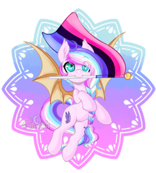 Size: 1280x1418 | Tagged: safe, artist:aledera, oc, oc only, oc:aura dancer, bat pony, pony, female, mare, mouth hold, omnisexual, omnisexual pride flag, pride flag, simple background, solo, transparent background