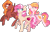 Size: 2646x1705 | Tagged: safe, artist:gallantserver, oc, oc only, oc:magdalena, oc:orange crush, oc:torch, earth pony, pegasus, pony, unicorn, concave belly, female, magical lesbian spawn, mare, offspring, parent:apple bloom, parent:diamond tiara, parent:scootaloo, parent:sweetie belle, parents:diamondbloom, parents:scootabelle, side view, simple background, transparent background