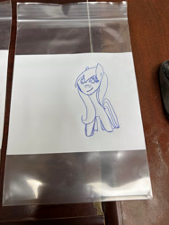 Size: 3024x4032 | Tagged: safe, artist:mydude714, pony, female, front view, looking at you, mare, pen drawing, simple, smiling, solo, standing, traditional art