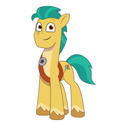 Size: 1200x1200 | Tagged: safe, artist:prixy05, hitch trailblazer, earth pony, pony, g5, my little pony: tell your tale, coat markings, i can't believe it's not hasbro studios, looking at you, male, pale belly, sash, simple background, smiling, smiling at you, socks (coat markings), solo, stallion, transparent background, vector