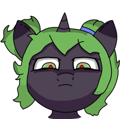 Size: 653x613 | Tagged: safe, artist:compscitwilight, oc, oc only, oc:compscitwilight, pony, unicorn, green eyes, green mane, shading practice, simple background, solo, stare, transparent background