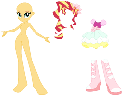 Size: 704x554 | Tagged: safe, artist:lordsfrederick778, artist:selenaede, sunset shimmer, human, equestria girls, g4, alternate design, base used, simple background, solo, white background