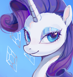 Size: 2084x2204 | Tagged: safe, artist:湮浊湮于浊, rarity, unicorn, bust, eyeshadow, female, looking at you, makeup, mare, portrait, smiling, solo
