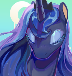 Size: 2084x2204 | Tagged: safe, artist:湮浊湮于浊, princess luna, alicorn, pony, bust, colored, eyes closed, eyeshadow, female, makeup, mare, portrait, solo