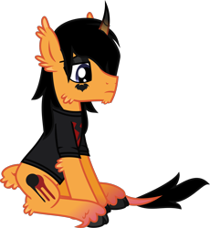 Size: 1445x1570 | Tagged: safe, artist:lightningbolt, derpibooru exclusive, classical unicorn, pony, unicorn, g4, .svg available, cheek fluff, chin fluff, clothes, cloven hooves, curved horn, dallon weekes, dyed mane, dyed tail, ear fluff, emo, eyeliner, eyeshadow, facial markings, frown, gradient hooves, gradient tail, hair over one eye, hoof polish, horn, leonine tail, lidded eyes, makeup, male, nail polish, painted horn, ponified, sad, shirt, show accurate, simple background, sitting, solo, stallion, svg, t-shirt, tail, transparent background, unshorn fetlocks, vector