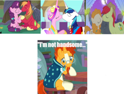 Size: 540x408 | Tagged: safe, edit, edited screencap, screencap, big macintosh, bright mac, pear butter, princess cadance, shining armor, sugar belle, sunburst, alicorn, earth pony, pony, unicorn, a canterlot wedding, g4, the big mac question, the crystalling, the perfect pear, female, male, mare, self deprecation, ship:brightbutter, ship:shiningcadance, ship:sugarmac, shipping, stallion, straight