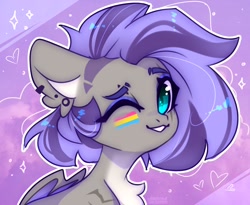 Size: 1316x1080 | Tagged: safe, artist:radioaxi, oc, oc only, bat pony, pony, bat pony oc, bust, countershading, female, folded wings, mare, pale belly, pansexual pride flag, pride, pride flag, solo, wings