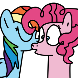 Size: 1000x1000 | Tagged: safe, artist:jadeharmony, pinkie pie, rainbow dash, earth pony, pegasus, pony, g4, bust, cheek kiss, duo, eyes closed, female, kissing, lesbian, mare, open mouth, ship:pinkiedash, shipping, simple background, surprised, transparent background