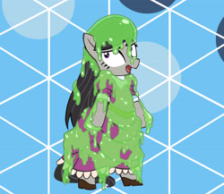 Size: 6071x5270 | Tagged: safe, artist:oppaihobby, octavia melody, earth pony, semi-anthro, g4, arm hooves, bipedal, clothes, dress, messy, slimed, solo