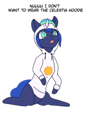 Size: 2031x2720 | Tagged: safe, artist:lilac_fox7510, princess luna, alicorn, pony, g4, clothes, cute, high res, hoodie, lunabetes, simple background, solo, transparent background