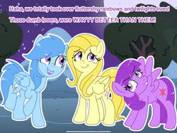 Size: 2732x2048 | Tagged: safe, artist:mlpcartel, oc, oc:evil doubleganger fluttershy, oc:evil doubleganger rainbow dash, oc:evil doubleganger twilight, oc:evil doubleganger twilight sparkle, oc:the evil doublegangers, pegasus, pony, female, high res, mare, not fluttershy, not rainbow dash, not twilight sparkle