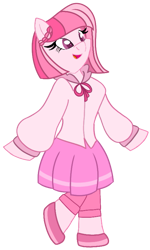 Size: 487x814 | Tagged: safe, artist:muhammad yunus, oc, oc only, oc:annisa trihapsari, anthro, anthro oc, female, high school, open mouth, ponysona, simple background, solo, transparent background