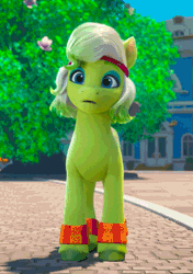 Size: 563x800 | Tagged: safe, screencap, minty (g5), earth pony, pony, bridlewoodstock (make your mark), g5, my little pony: make your mark, my little pony: make your mark chapter 4, spoiler:g5, spoiler:my little pony: make your mark, spoiler:my little pony: make your mark chapter 4, spoiler:mymc04e01, animated, bridlewoodstock, cropped, cute, female, g5 mintabetes, gif, loop, mare