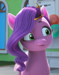 Size: 850x1080 | Tagged: safe, screencap, pipp petals, pegasus, pony, g5, my little pony: make your mark, my little pony: make your mark chapter 4, sunny side up, spoiler:g5, spoiler:my little pony: make your mark, spoiler:my little pony: make your mark chapter 4, spoiler:mymc04e04, female, looking at something, mare, pursed lips