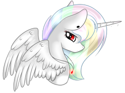 Size: 1708x1276 | Tagged: safe, artist:angellightyt, oc, oc only, alicorn, pony, alicorn oc, bust, ear piercing, female, horn, jewelry, mare, multicolored hair, necklace, piercing, rainbow hair, simple background, solo, transparent background, wings