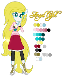 Size: 934x1140 | Tagged: safe, artist:angellightyt, oc, oc only, oc:angel light, human, equestria girls, g4, base used, clothes, equestria girls-ified, eyelashes, female, high heels, jewelry, necklace, shoes, simple background, skirt, smiling, solo, transparent background