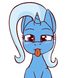 Size: 512x512 | Tagged: safe, artist:xppp1n, trixie, pony, unicorn, g4, :p, blushing, cute, diatrixes, female, mare, silly, simple background, solo, tongue out, transparent background