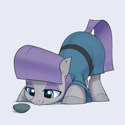 Size: 3100x3100 | Tagged: safe, artist:aquaticvibes, boulder (g4), maud pie, earth pony, pony, g4, cute, female, gray background, high res, looking at something, mare, maudabetes, rock, simple background, smiling, solo, that pony sure does love rocks, when she smiles
