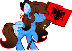 Size: 1062x752 | Tagged: safe, artist:jxst-bleo, oc, oc only, pegasus, pony, albania, flag, simple background, solo, transparent background