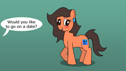 Size: 1920x1080 | Tagged: safe, artist:platinumdrop, oc, oc only, oc:robertapuddin, blushing, female, gradient background, mare, request, simple background, solo, speech, speech bubble, talking