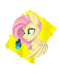 Size: 2000x2600 | Tagged: safe, artist:uberponya, fluttershy, butterfly, monarch butterfly, pegasus, pony, robot, robot pony, g4, flutterbot, high res, roboticization, simple background, solo, transparent background