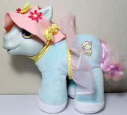 Size: 471x427 | Tagged: safe, misty mornings, earth pony, pony, g3, baby, baby pony, clothes, hat, skirt, toy