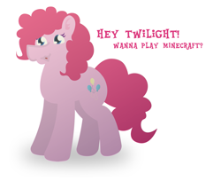 Size: 7659x6250 | Tagged: safe, artist:epsipeppower, pinkie pie, oc, earth pony, pony, g4, art trade, dialogue, female, lineless, mare, minecraft, simple background, solo, white background