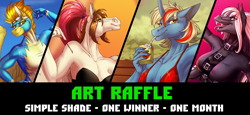 Size: 1520x698 | Tagged: safe, artist:sunny way, spitfire, oc, anthro, g4, any gender, any species, art raffle, cum drinking, digital art, female, free, free art, furry, giveaway, juice, juice box, present, prize, raffle