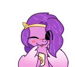 Size: 1926x1727 | Tagged: safe, artist:just loq, pipp petals, pegasus, pony, g5, ;p, adorapipp, blushing, cute, eye clipping through hair, looking at you, one eye closed, phone, simple background, solo, tongue out, transparent background, wink, winking at you