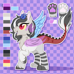 Size: 3000x3000 | Tagged: safe, artist:nika-rain, oc, oc only, draconequus, hybrid, pony, commission, cute, draconequus oc, female, high res, hybrid oc, red eyes, reference sheet, show accurate, solo, vector