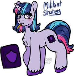 Size: 1669x1715 | Tagged: safe, artist:sexygoatgod, oc, oc only, oc:militant strategy, pony, unicorn, adoptable, blushing, female, offspring, parent:shining armor, parent:twilight sparkle, parents:shining sparkle, product of incest, simple background, solo, transparent background