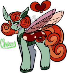 Size: 1580x1708 | Tagged: safe, alternate version, artist:sexygoatgod, queen chrysalis, oc, oc only, oc:chrissy, changedling, changeling, pony, adoptable, alternate universe, blushing, female, purified chrysalis, simple background, solo, transparent background