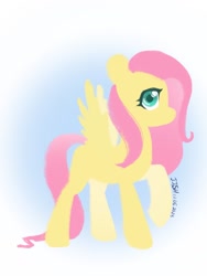 Size: 810x1080 | Tagged: safe, artist:jennifer696jones, fluttershy, pegasus, pony, g4, female, lineless, mare, raised hoof, solo