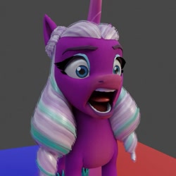 Size: 711x711 | Tagged: safe, artist:makaryo, opaline arcana, alicorn, pony, g5, my little pony: make your mark, 3d, 3d model, female, mare, open mouth, yelling