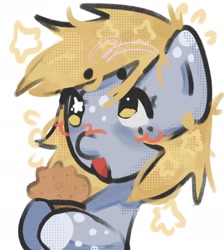 Size: 1560x1740 | Tagged: safe, artist:stanleyiffer, derpy hooves, pegasus, pony, g4, bust, food, muffin, open mouth, solo, that pony sure does love muffins