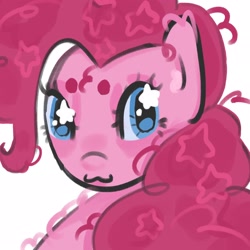 Size: 2048x2048 | Tagged: safe, artist:stanleyiffer, pinkie pie, earth pony, pony, g4, :3, bust, high res, looking at you, simple background, solo, white background