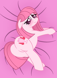 Size: 1021x1386 | Tagged: safe, artist:muhammad yunus, artist:rayodragon, oc, oc:annisa trihapsari, earth pony, pony, adorasexy, annibutt, blushing, butt, cute, daaaaaaaaaaaw, earth pony oc, female, floppy ears, looking at you, looking back, looking back at you, mare, open mouth, pink background, plot, sexy, simple background, smiling, smiling at you, solo