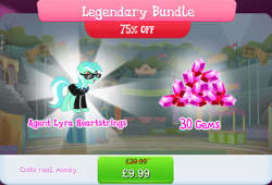 Size: 1268x861 | Tagged: safe, gameloft, lyra heartstrings, pony, unicorn, g4, my little pony: magic princess, official, bundle, clothes, costs real money, english, female, gem, horn, mare, mobile game, necktie, numbers, sale, solo, suit, sunglasses, text